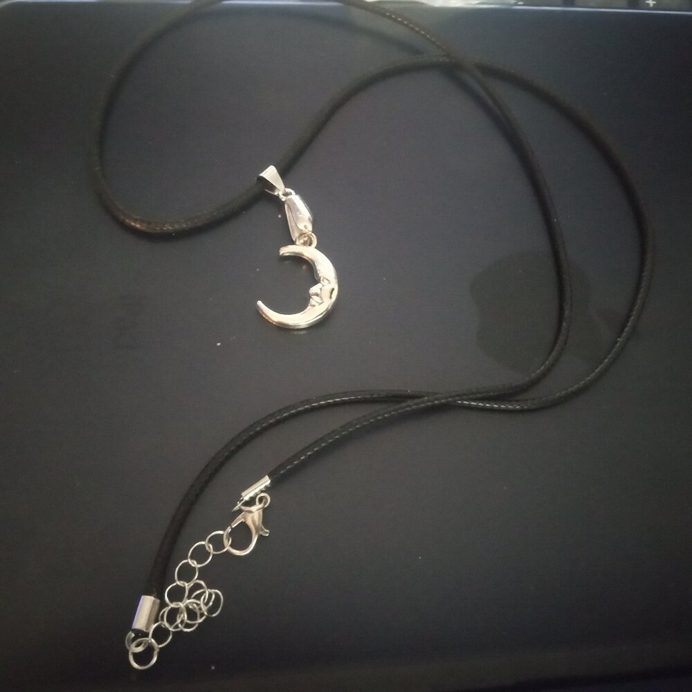 Handmade Half Moon Silver Plated Necklace.